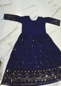 Elegant Navy Blue Embellished Dress