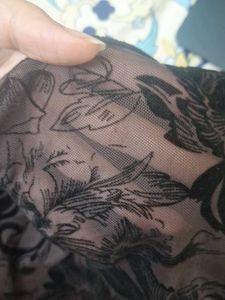 Black brown Sheer Floral Top