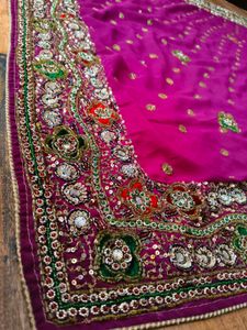 y2k purple heavy handwork saree..