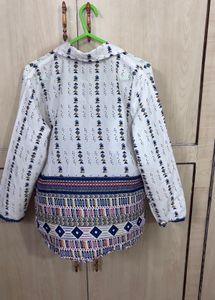Boho Print Collared Button-Up Tunic