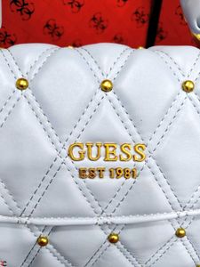 GUESS* *TRIANA BLACK QUILTED FLAP SHOULDER BAG*