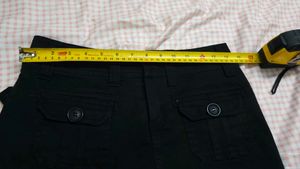 Black Cotton Blend Girls' Mini Skirt