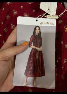 Elegant Red Kurta with Gold Print