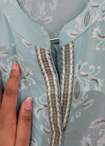 Aqua Floral Print Kurta