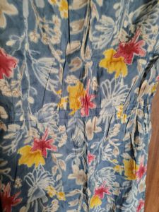 Blue Floral mid length kurti
