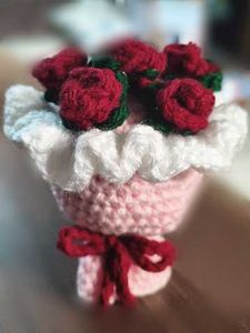 Crochet Rose Mini Bouquet Key Chain