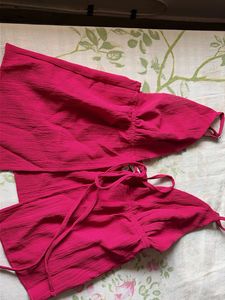 Fuchsia Wrap Front Top