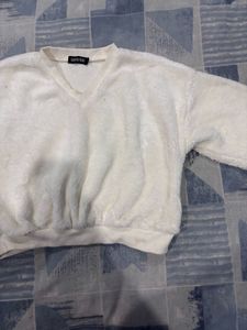 Cozy Fleece V-Neck Cropped Sweater