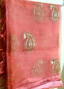 Orange Paisley Dupatta with Tassels