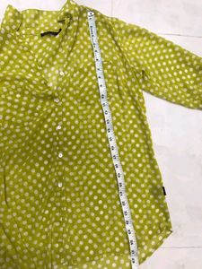 Cute Lime Green Polka Dot Button-Up Shirt