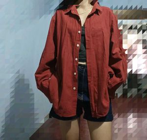 Rusty Red Collared Long Sleeve Shirt
