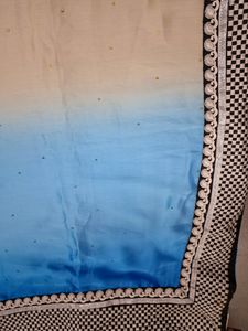 Double Shaded Blue Satin With Heavy Border