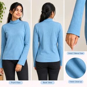 Ribbed Turtleneck Long Sleeve Top