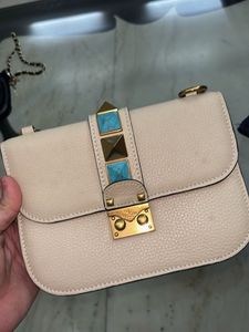 Beige Crossbody Bag with Studs
