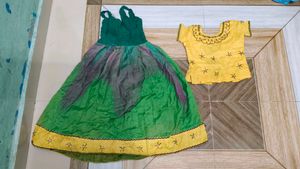 Beautiful Kids yellow and green Lehenga Choli Set