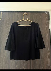 Black Flared Sleeve Top
