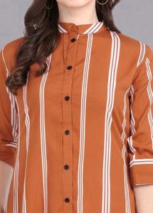 Preloved Chic Brown & White Striped Kurta 🤎✨