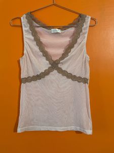 Sheer Lace Trim Tank Top
