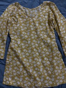 Yellow Floral Print Kurta