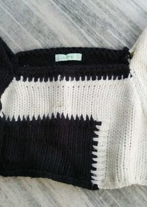 Black &amp; White Knit Sweater cruella inspired