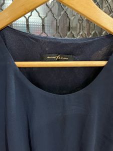 Navy Blue Chiffon Sleeveless Dress – S