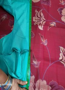 Elegant Teal Saree with Silver Weave