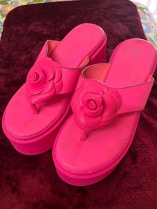 NoHot Pink Platform Flip Flops