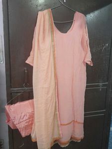 Elegant Peach Kurta Set with Dupatta