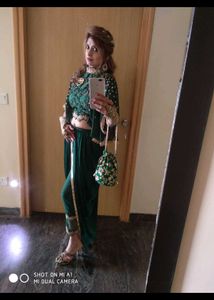 Elegant Emerald Green Top with Dhoti Pants 💚