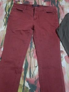 Burgundy Straight Fit Jeans