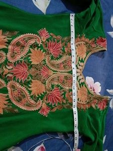 Emerald Green Embroidered Kurta Set for winter