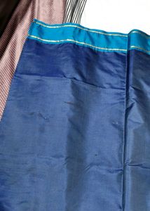 Elegant Blue Silk Saree with Striped Border