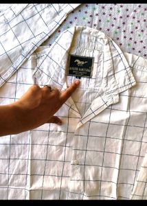 Men's White &amp; Black Checkered Shirt L size