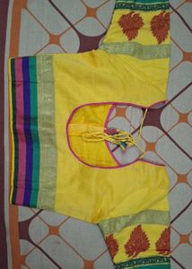 Yellow Embroidered Saree Blouse