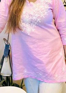 Pink Chikankari Kurta
