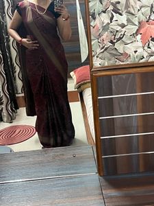 Elegant Maroon &amp; Gold Saree
