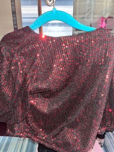 Sparkling Red Sequin Wrap Skirt Top