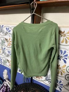 Mint Green Ruched Long Sleeve Top