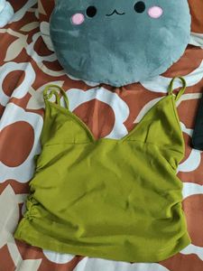 Olive Ruched Camisole Top