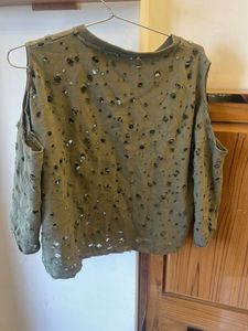 primark Distressed Cold Shoulder Top