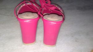 Pink Rhinestone Tie-Up Heels