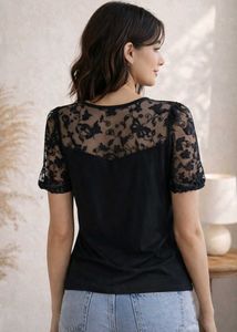 Elegant Black Lace Detail Top