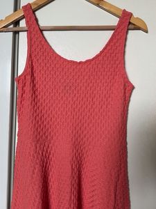 Coral Textured Fit &amp; Flare Dress