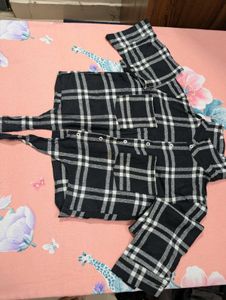 Black &amp; White Checkered Tie-Front Shirt