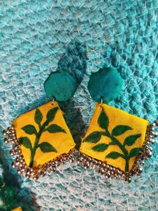 Handmade Fabric Necklace &amp; Earrings Set
