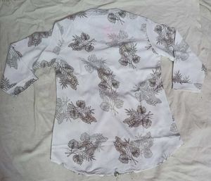 White Floral Print Kurta