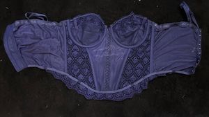 Dark Blue Trim Corset Bra