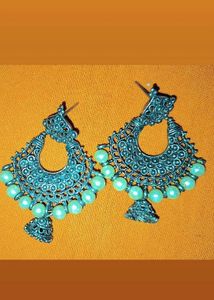 Oxidized Silver Jhumka Earrings