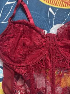 Burgundy Lace Bustier Top