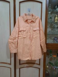 Peach Oversized Button-Up Shirt